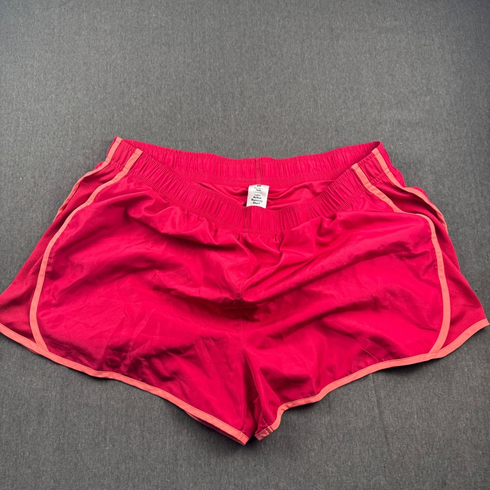 Members Mark Ladies Active Running Shorts XL Red Pink Trim Athletic Workout Mesh
